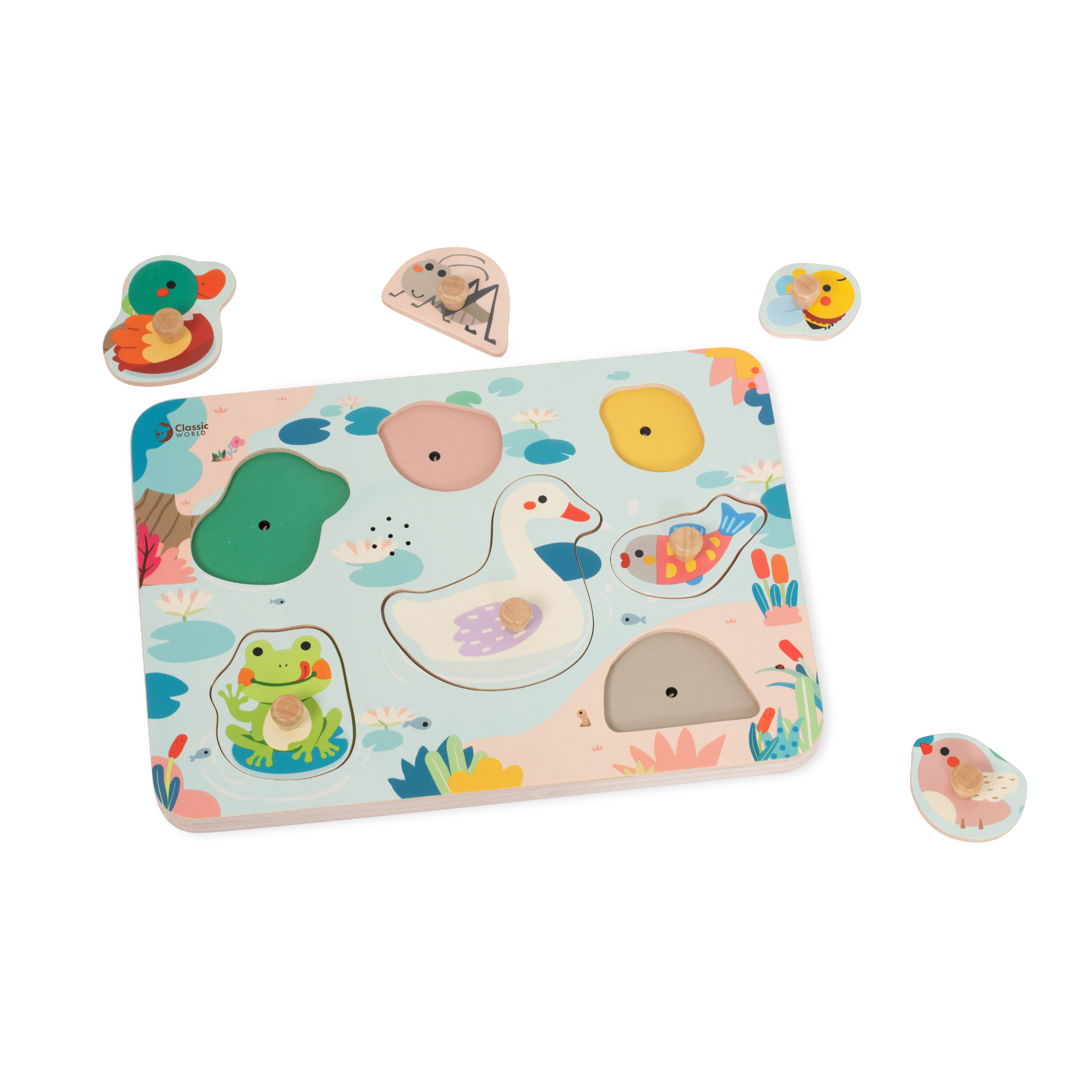 Classic World Wooden Peg Sound Puzzle – Pond