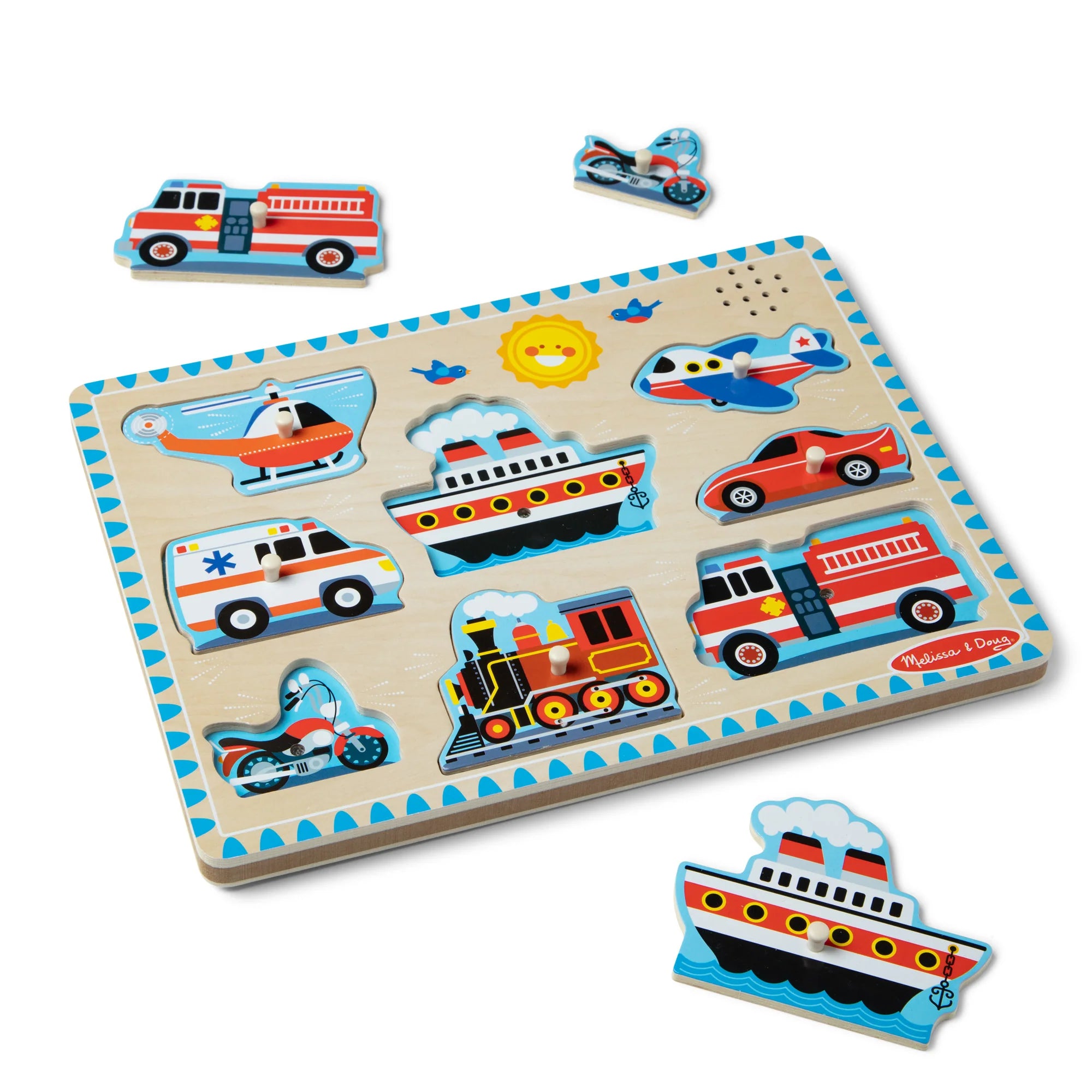 Melissa & Doug Vehicles Sound Puzzle – 8 Pieces