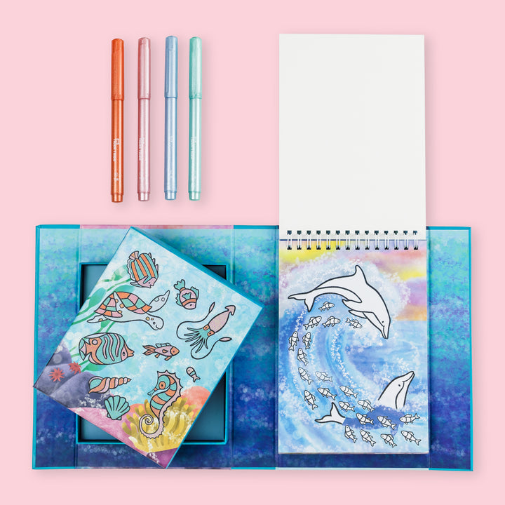 Tiger Tribe Shimmer Colouring Set – Sea Life