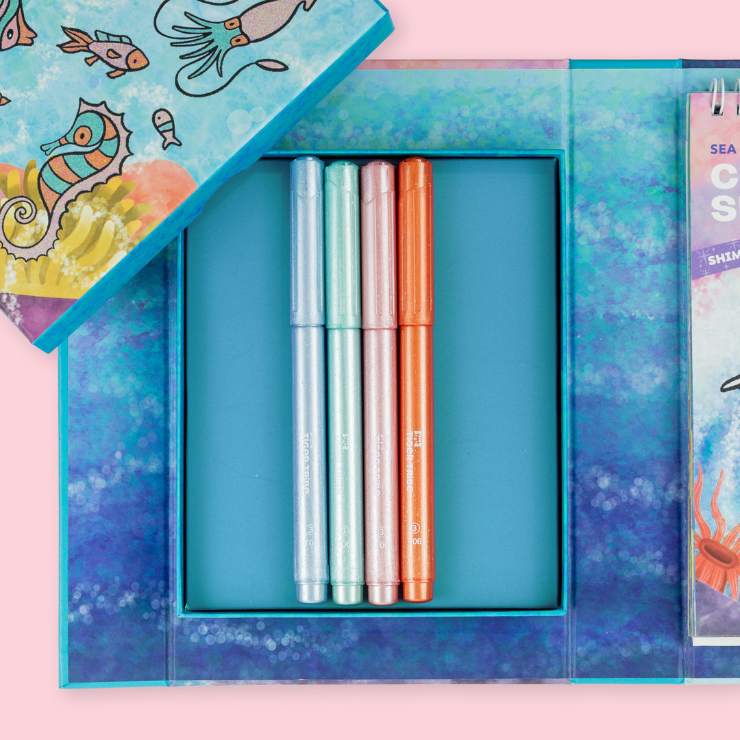 Tiger Tribe Shimmer Colouring Set – Sea Life