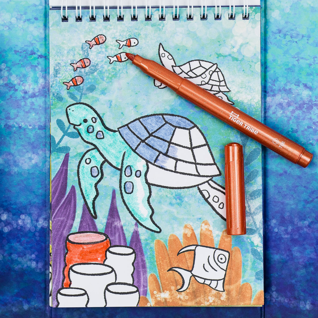 Tiger Tribe Shimmer Colouring Set – Sea Life