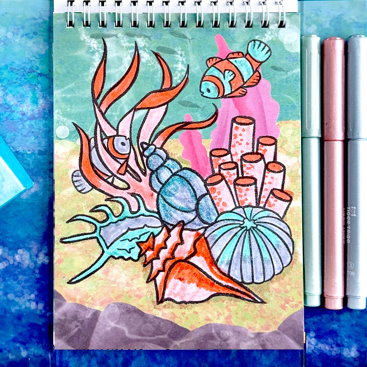 Tiger Tribe Shimmer Colouring Set – Sea Life