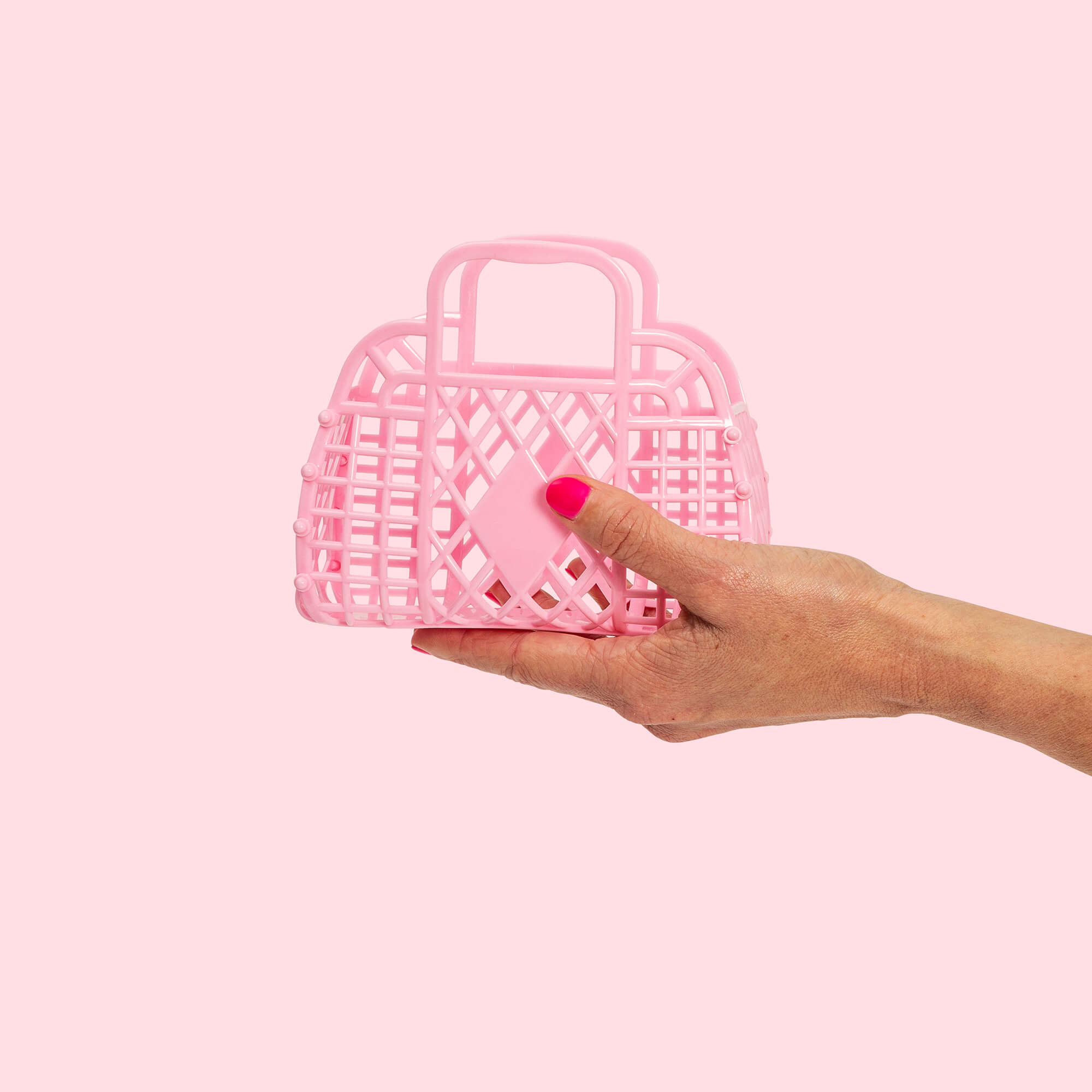 Sun Jellies Retro Mini Basket Jelly Bag – Bubblegum Pink