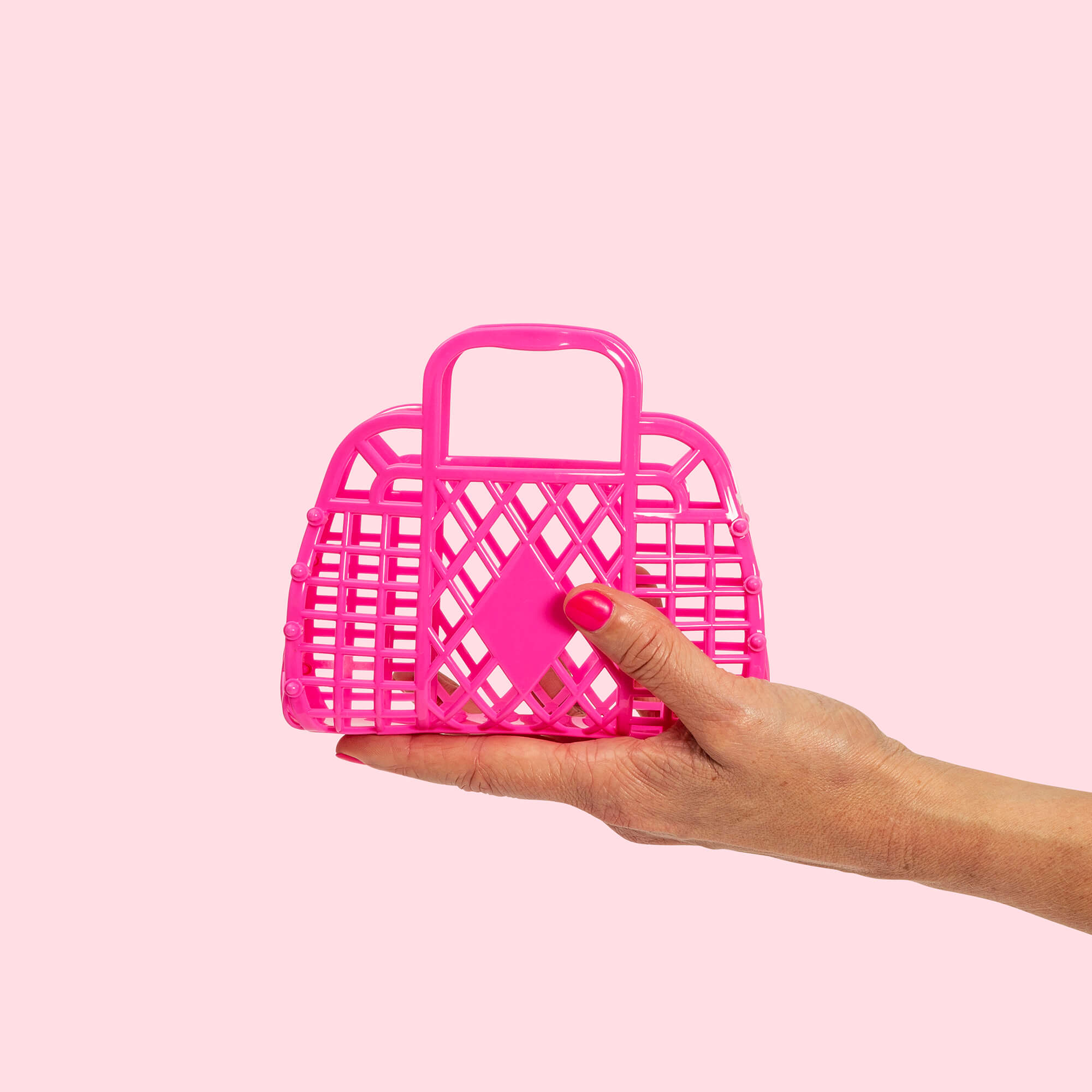 Sun Jellies Retro Mini Basket Jelly Bag – Berry Pink