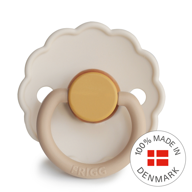 FRIGG Daisy Colourblock Round Latex Pacifier – Chamomile