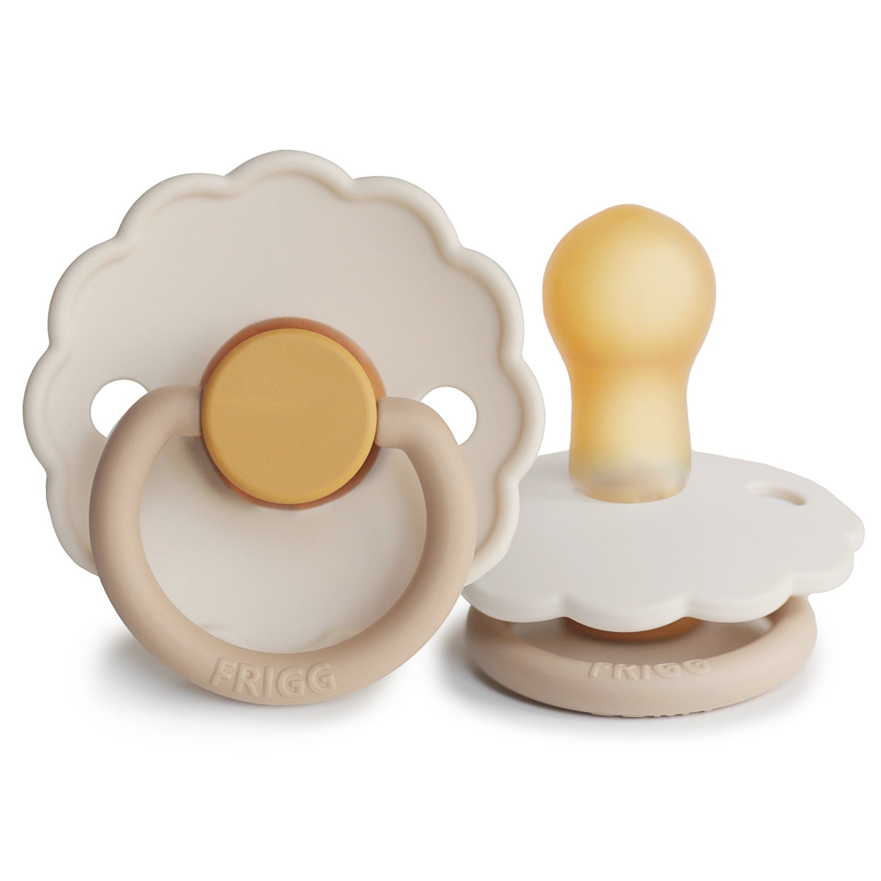 FRIGG Daisy Colourblock Round Latex Pacifier – Chamomile