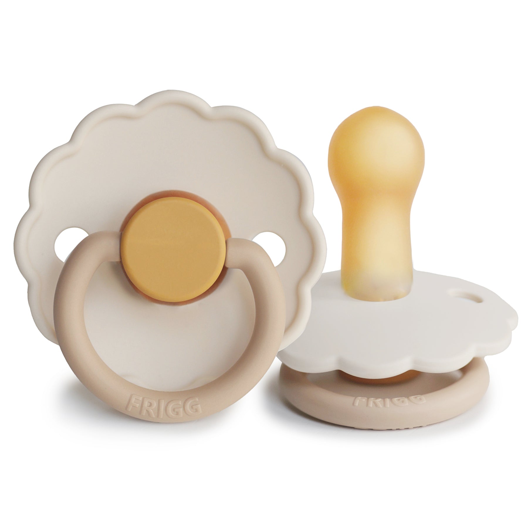 FRIGG Daisy Colourblock Round Latex Pacifier – Chamomile