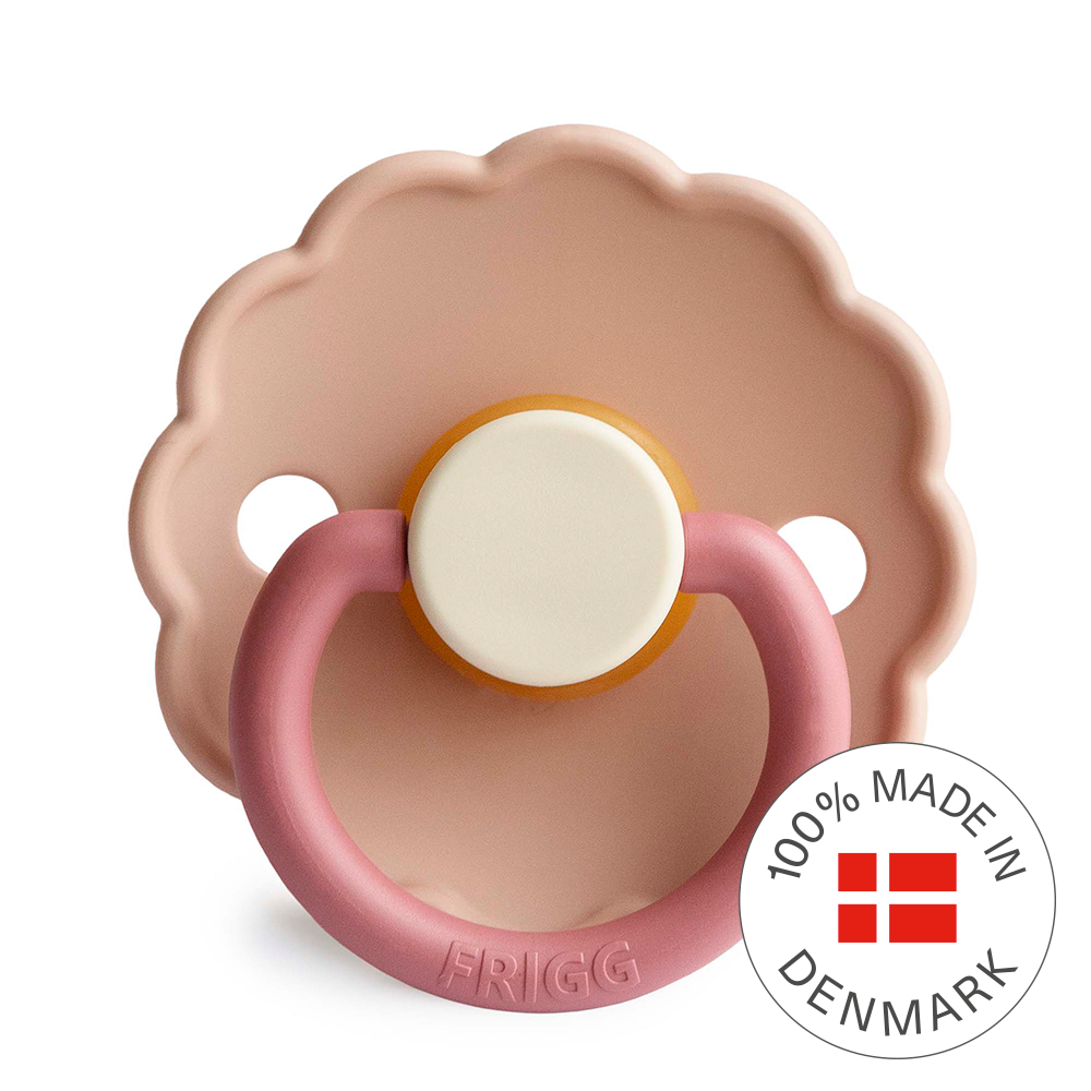 FRIGG Daisy Colourblock Round Latex Pacifier – Peony