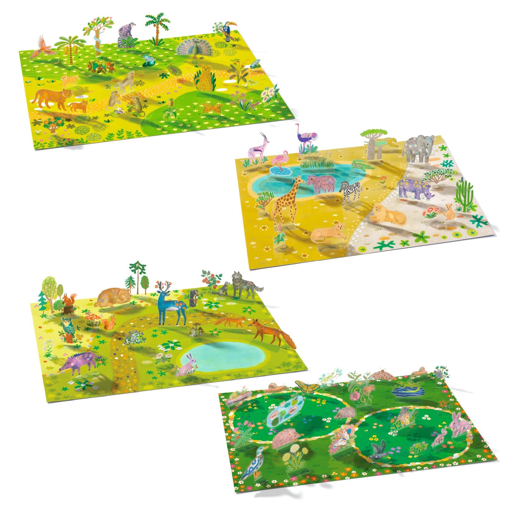 Djeco 3D Lift-Up Reusable Sticker Scenes – On Safari