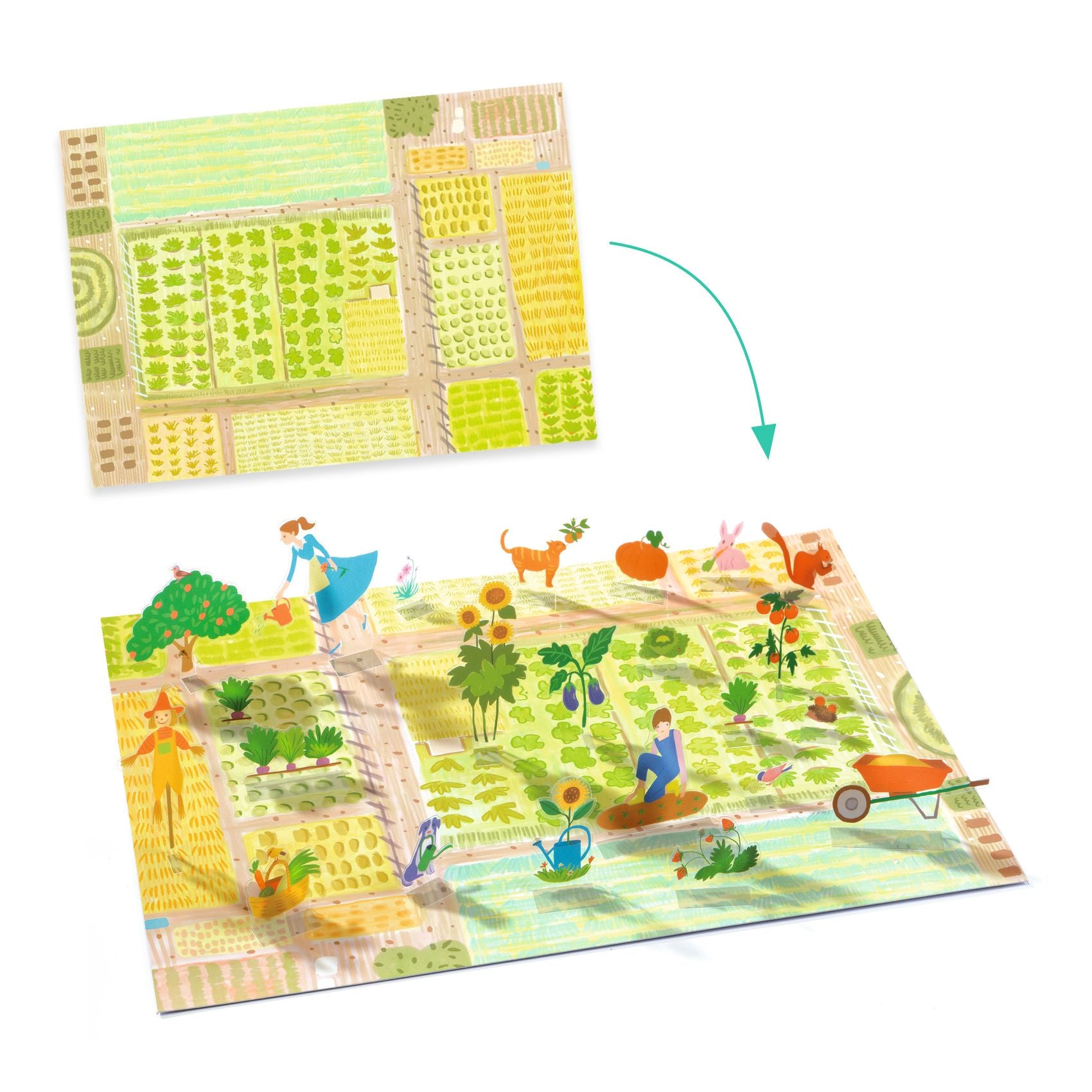 Djeco 3D Lift-Up Reusable Sticker Scenes – Farm