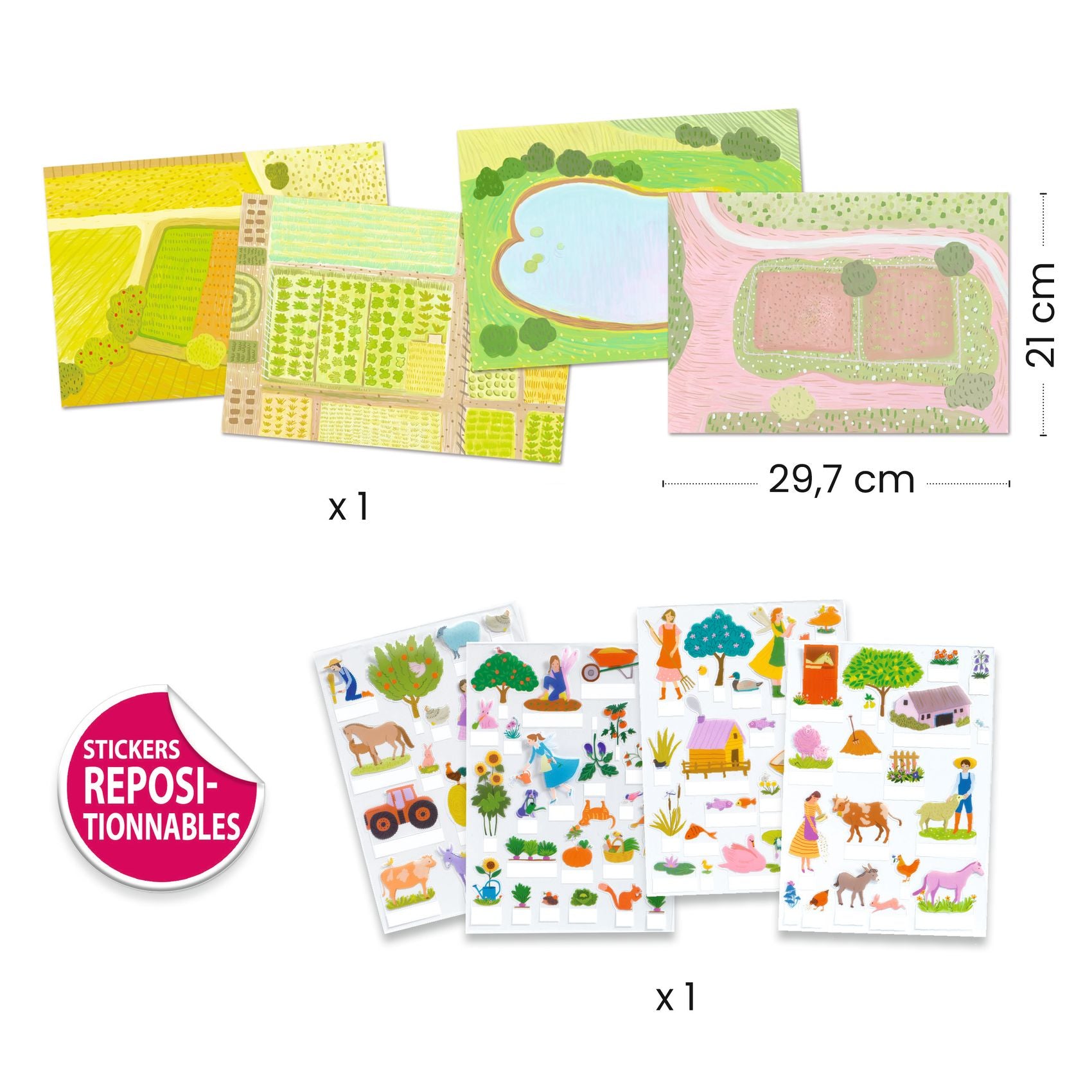 Djeco 3D Lift-Up Reusable Sticker Scenes – Farm