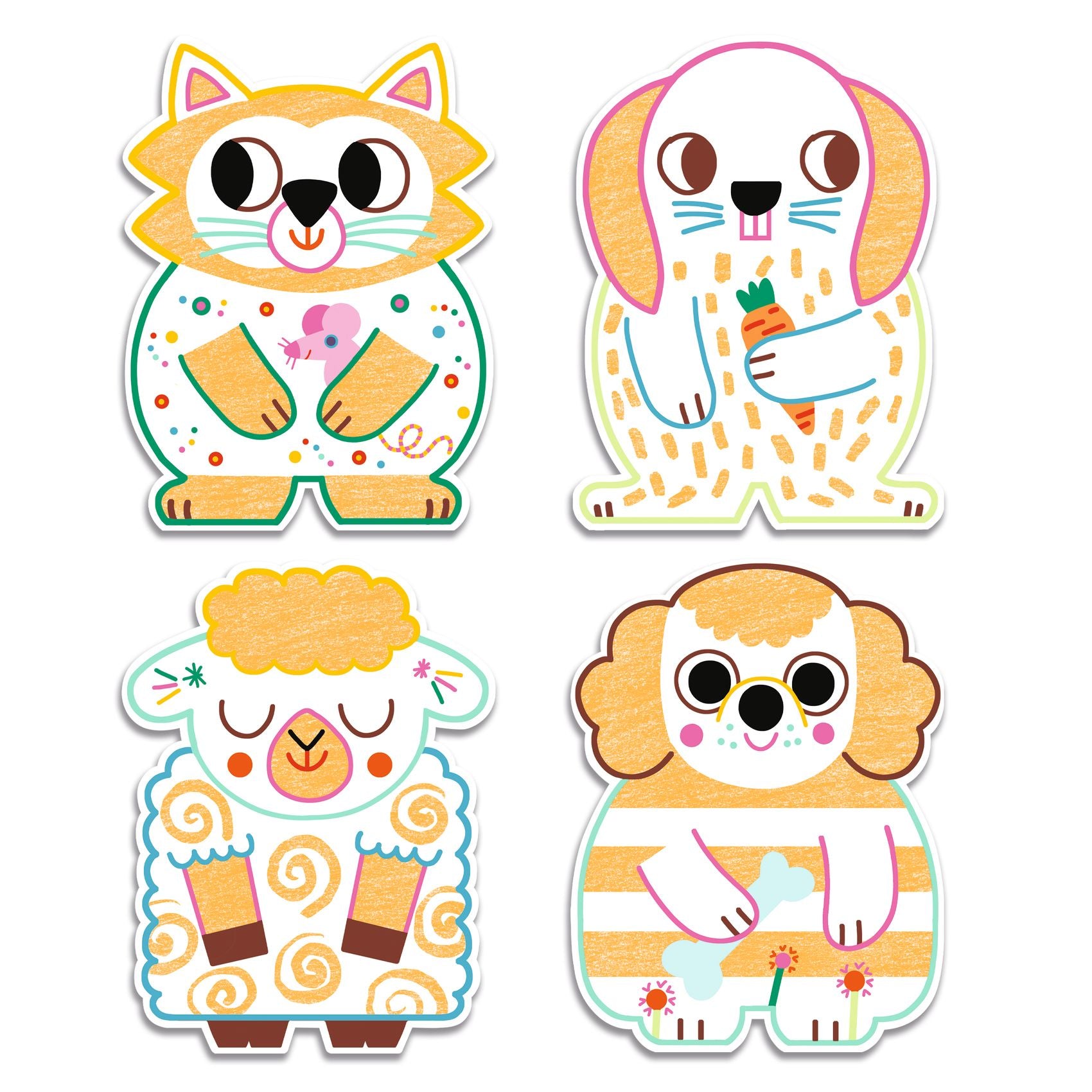 Djeco Magic Colour Reveal Set – Domestic Animals
