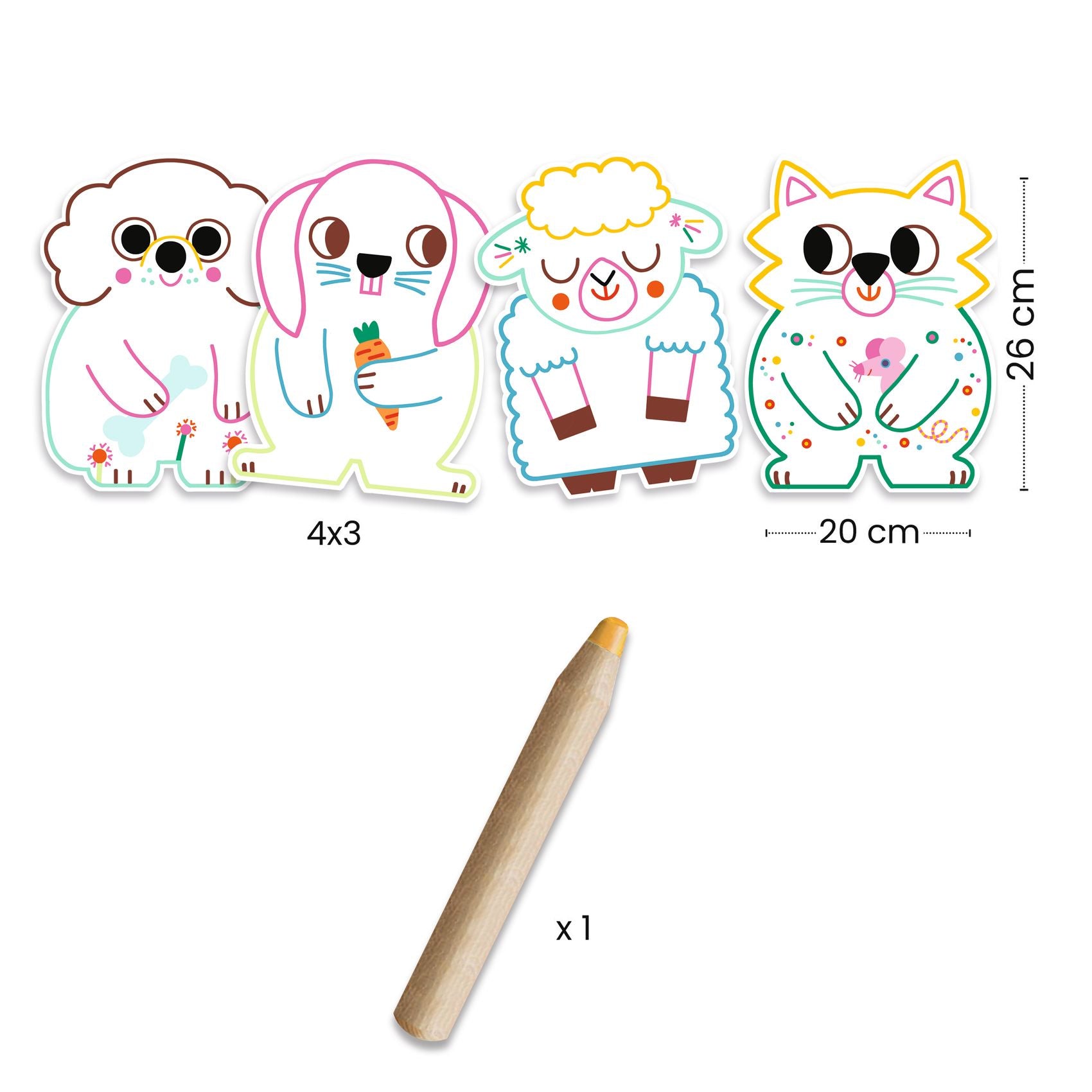 Djeco Magic Colour Reveal Set – Domestic Animals
