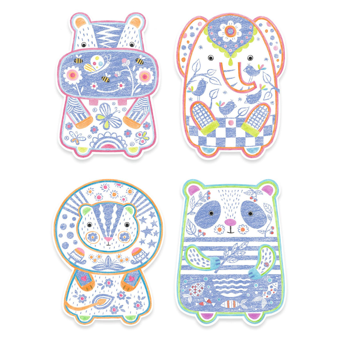 Djeco Magic Colour Reveal Set – Wild Animals