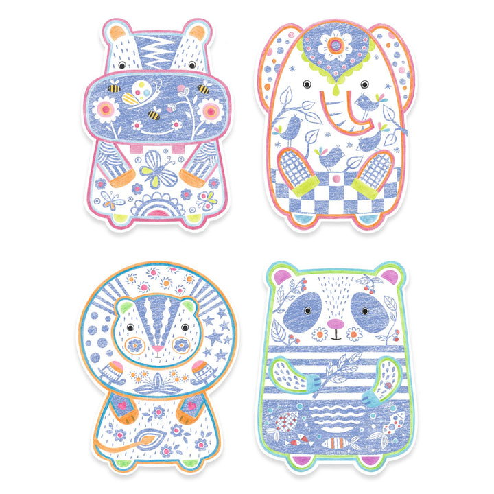 Djeco Magic Colour Reveal Set – Wild Animals