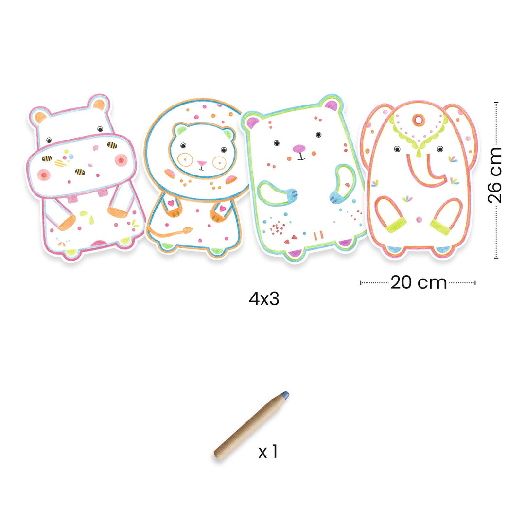 Djeco Magic Colour Reveal Set – Wild Animals