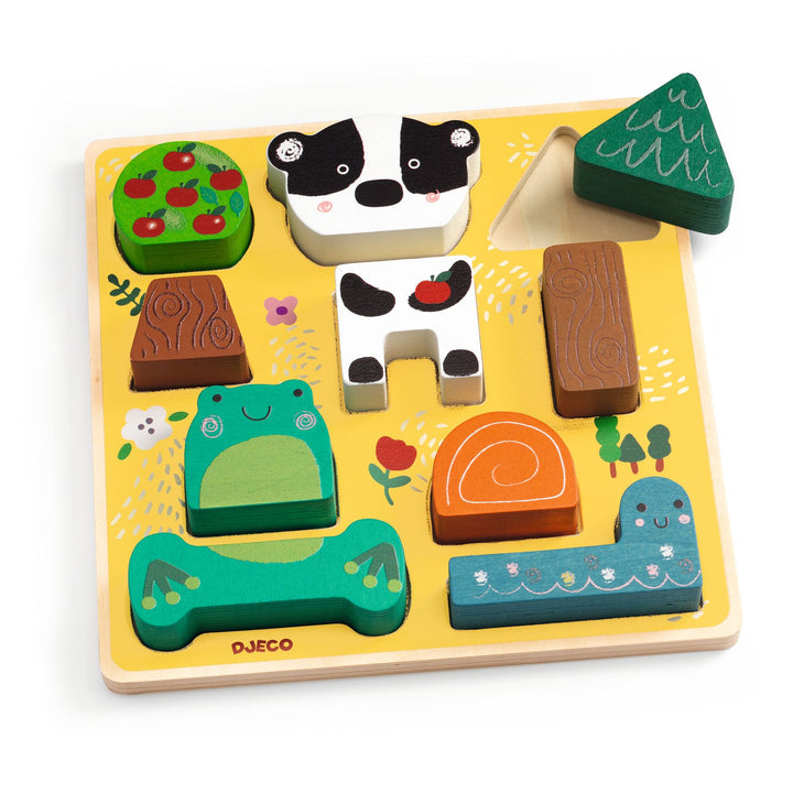 Djeco Puzz &amp; Match 3D Wooden Puzzle – Happy
