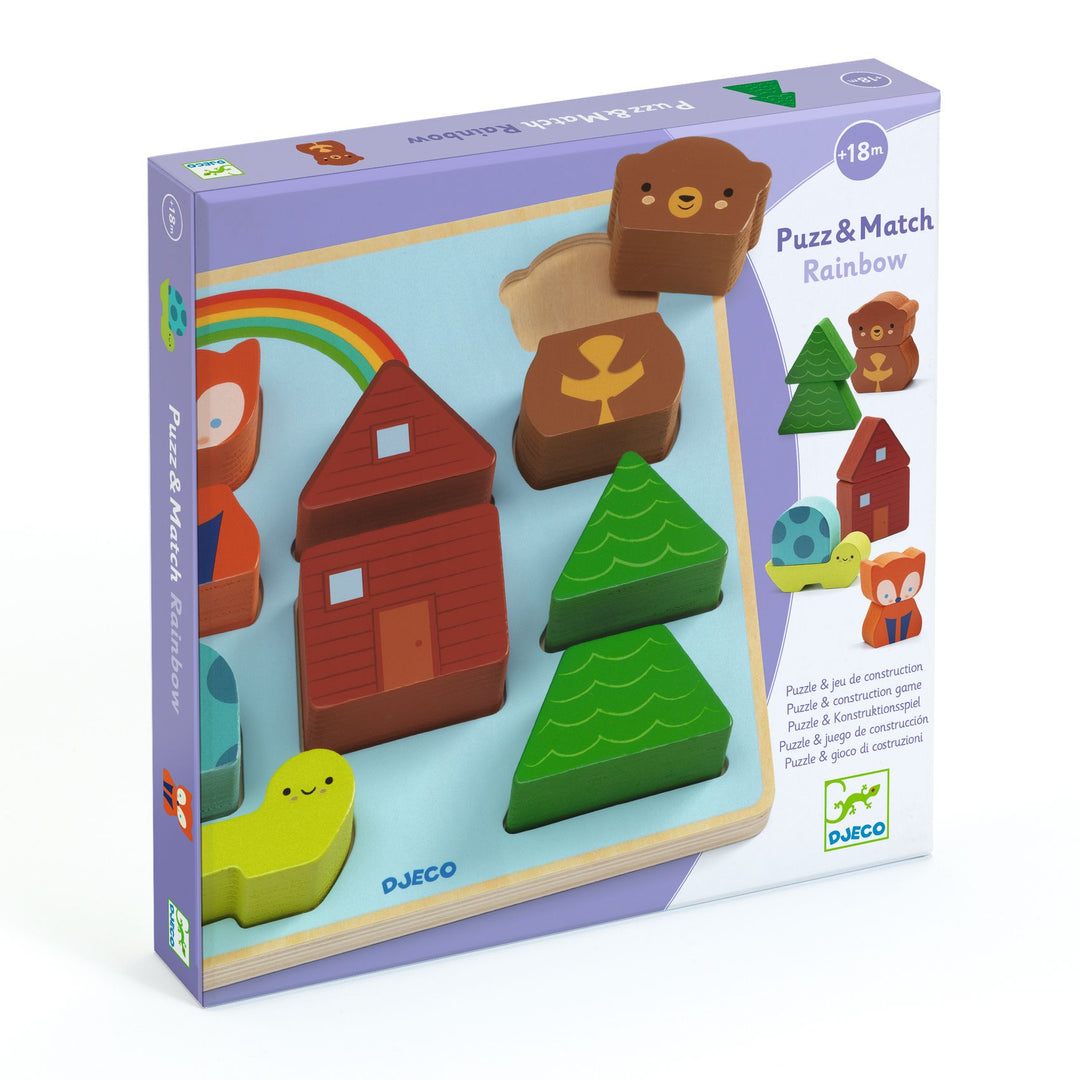 Djeco Puzz &amp; Match Wooden Puzzle – Rainbow
