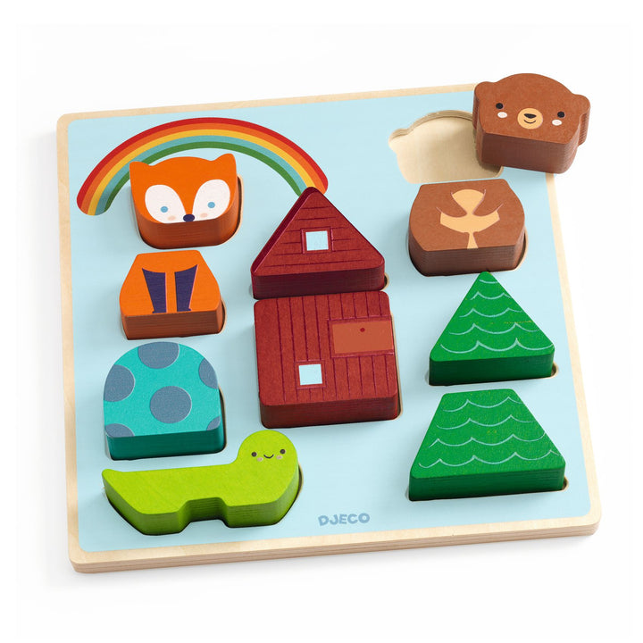 Djeco Puzz &amp; Match Wooden Puzzle – Rainbow