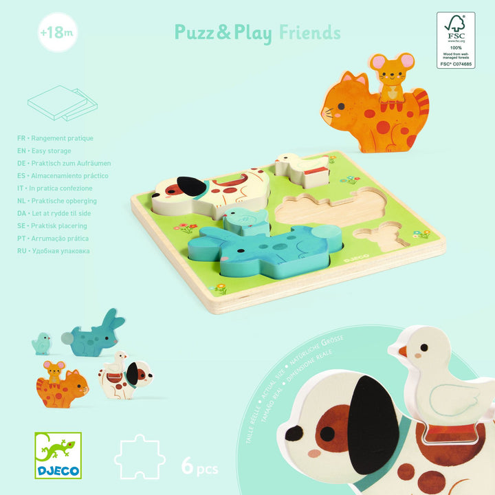 Djeco Puzz &amp; Play Wooden Puzzle – Friends