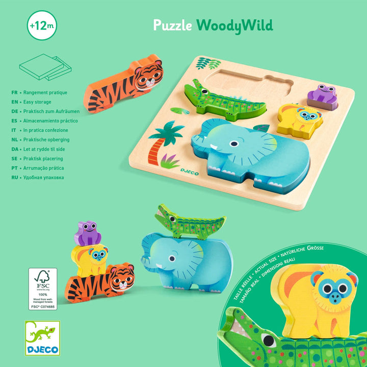 Djeco Wooden Puzzle – Woody Wild