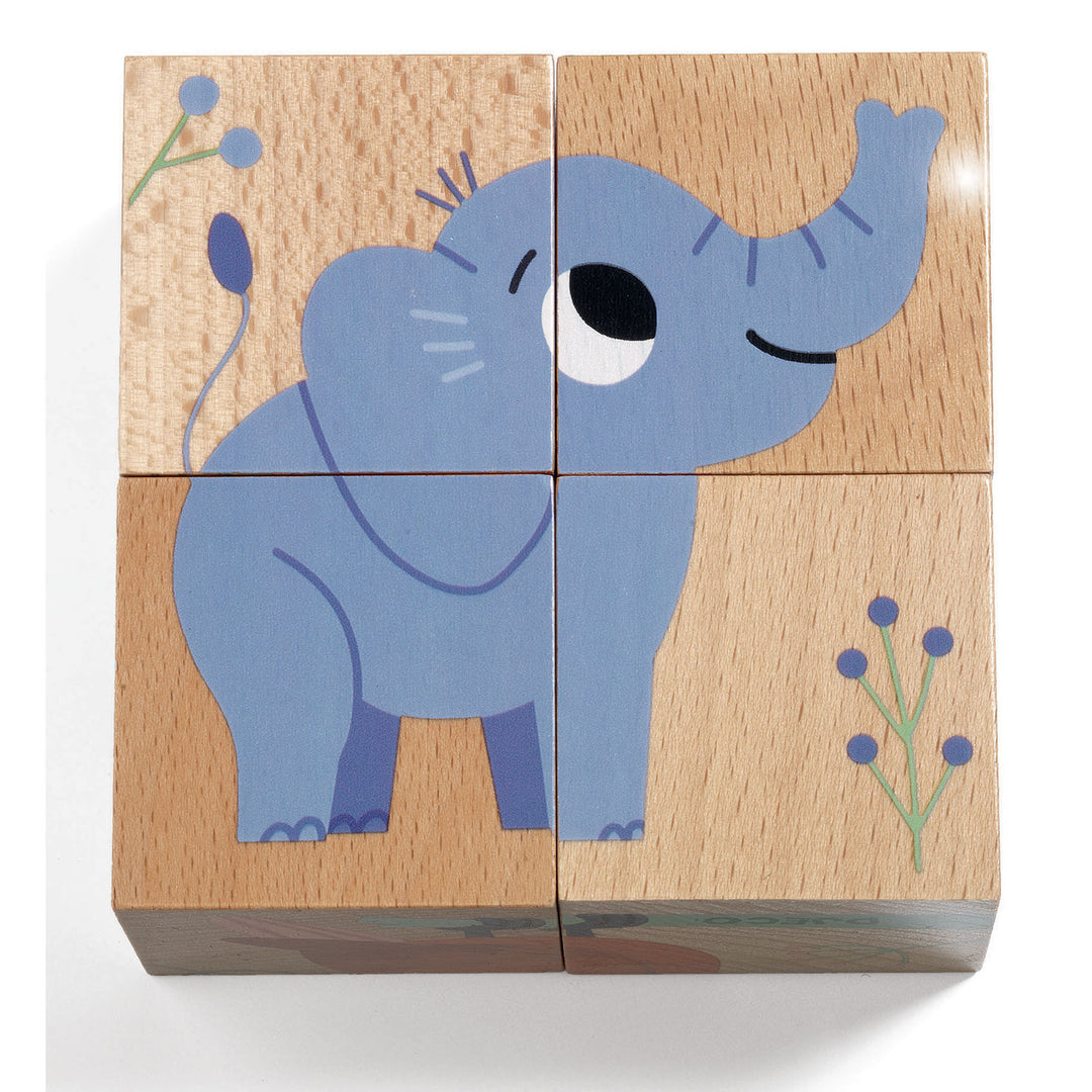 Djeco 6-in 1 Wooden Puzzle Cubes – Wild &amp; Co