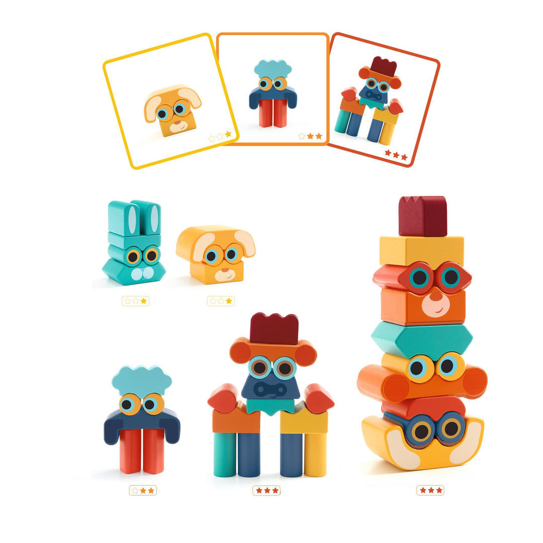 Djeco Ze Faces Wooden Blocks