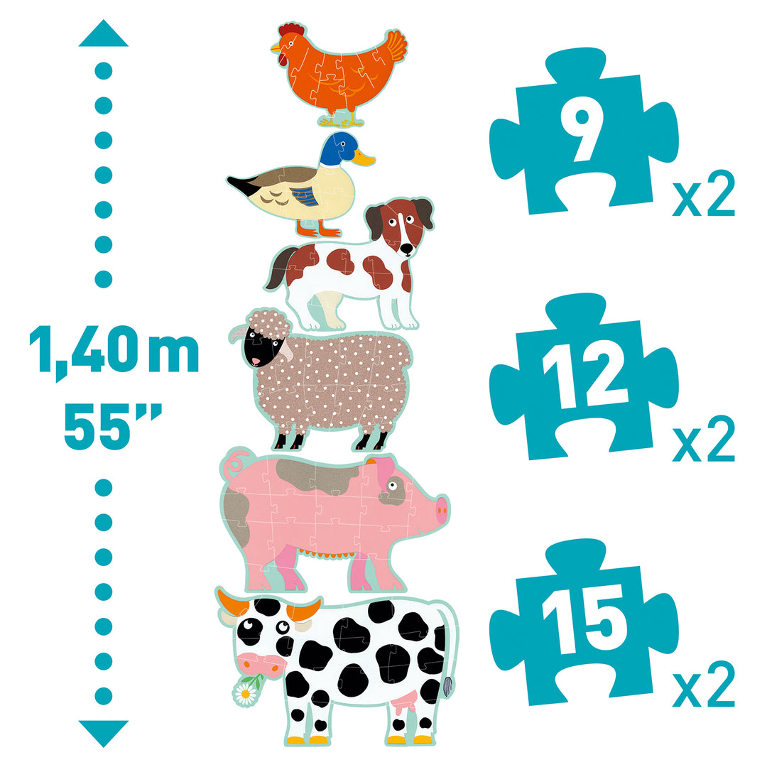 Djeco 6-in-1 Progressive Giant Puzzle – Honoré &amp; Friends