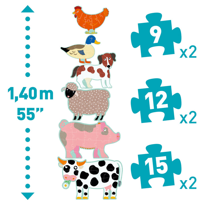 Djeco 6-in-1 Progressive Giant Puzzle – Honoré &amp; Friends