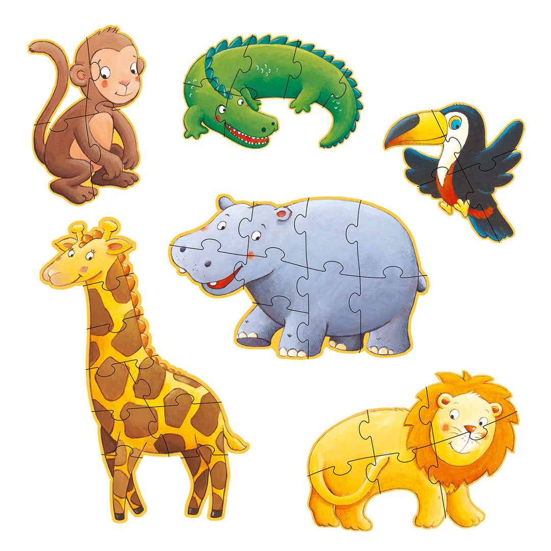 Djeco 6-in-1 Progressive Giant Puzzle – Marmoset &amp; Friends