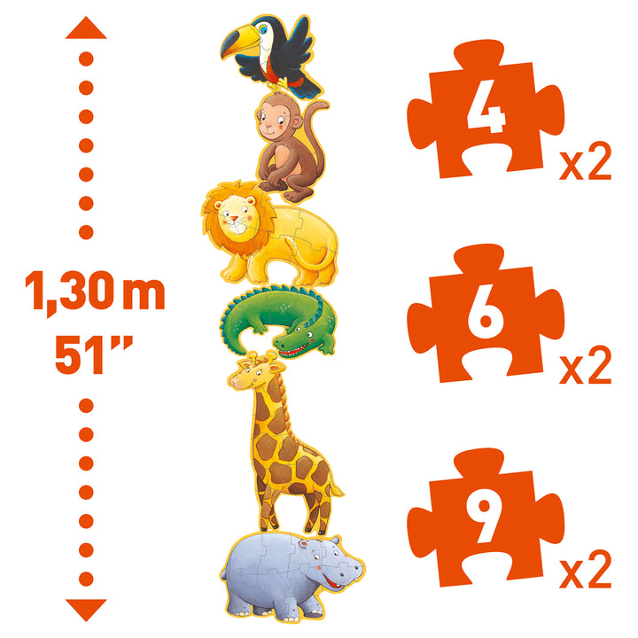 Djeco 6-in-1 Progressive Giant Puzzle – Marmoset &amp; Friends