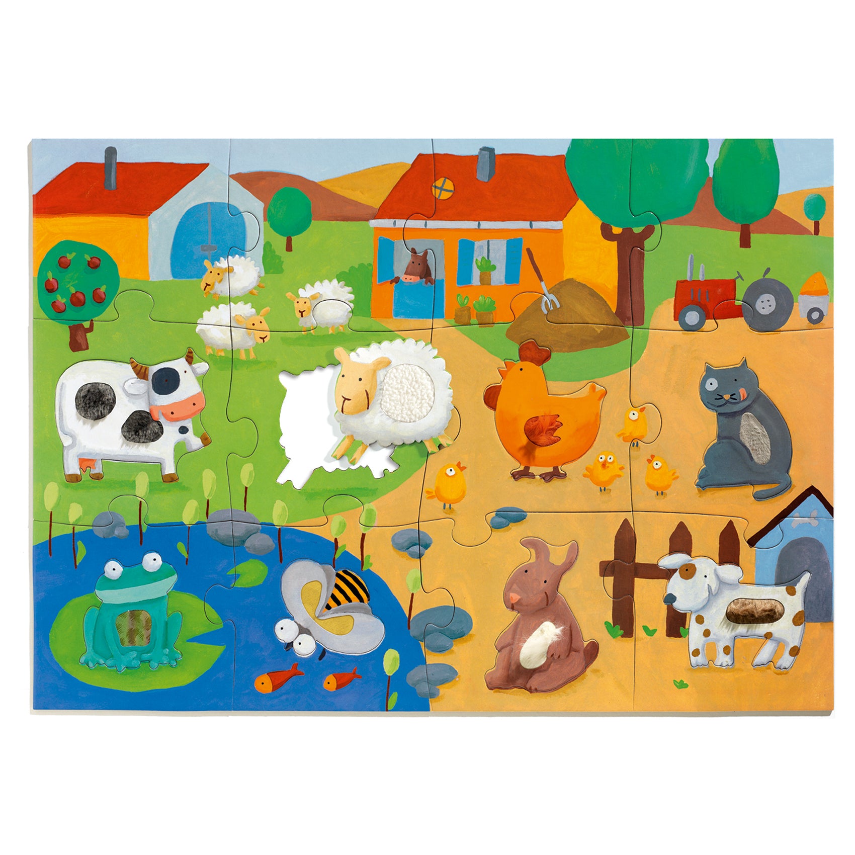 Djeco Giant Tactile Farm Puzzle – 20 Piece