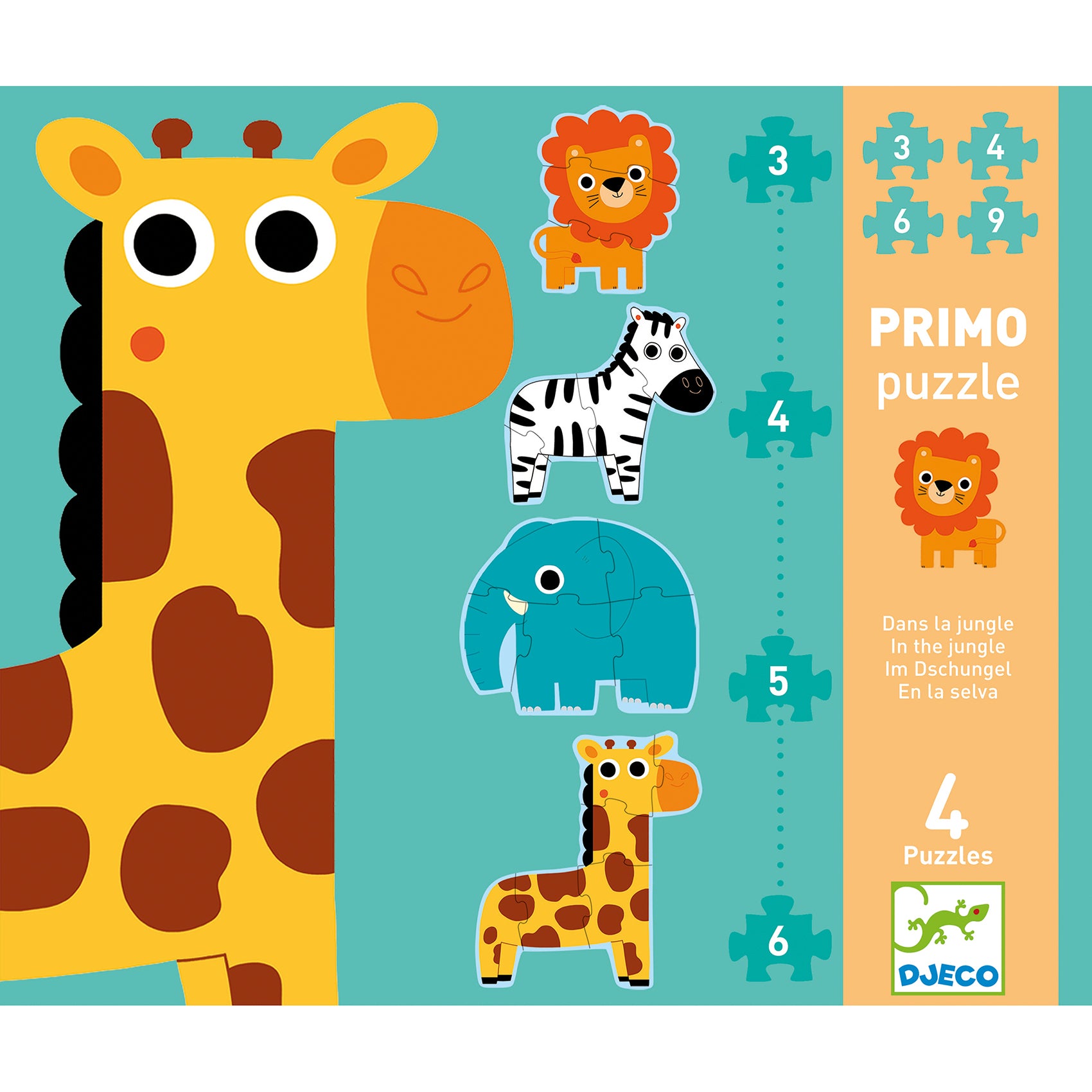 Djeco 4-in-1 Progressive Primo Puzzle – In The Jungle