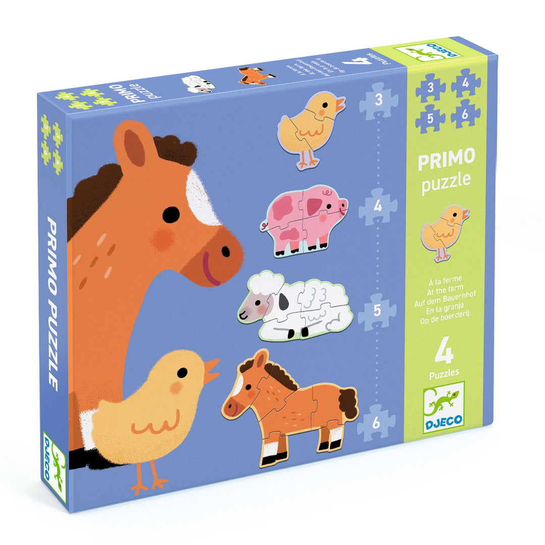 Djeco 4-in-1 Progressive Primo Puzzle – At The Farm