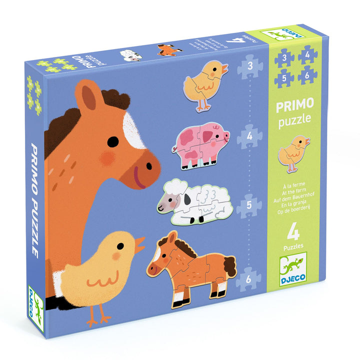 Djeco 4-in-1 Progressive Primo Puzzle – At The Farm