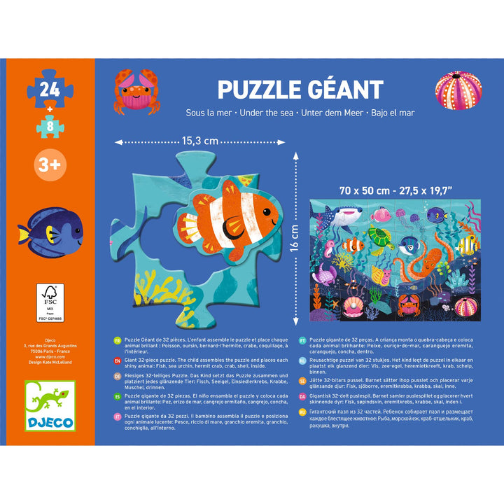 Djeco Giant Under The Sea Puzzle – 24 Piece