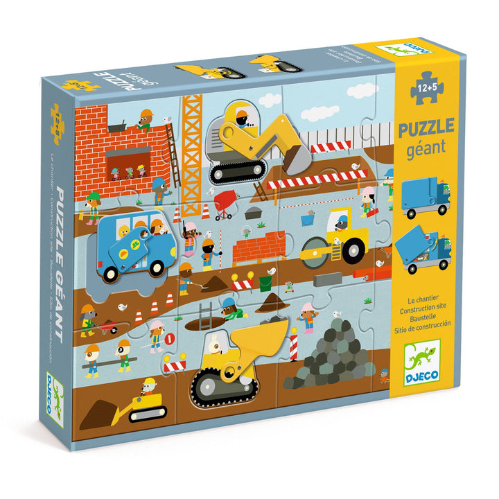 Djeco Giant Construction Site Puzzle – 17 Piece