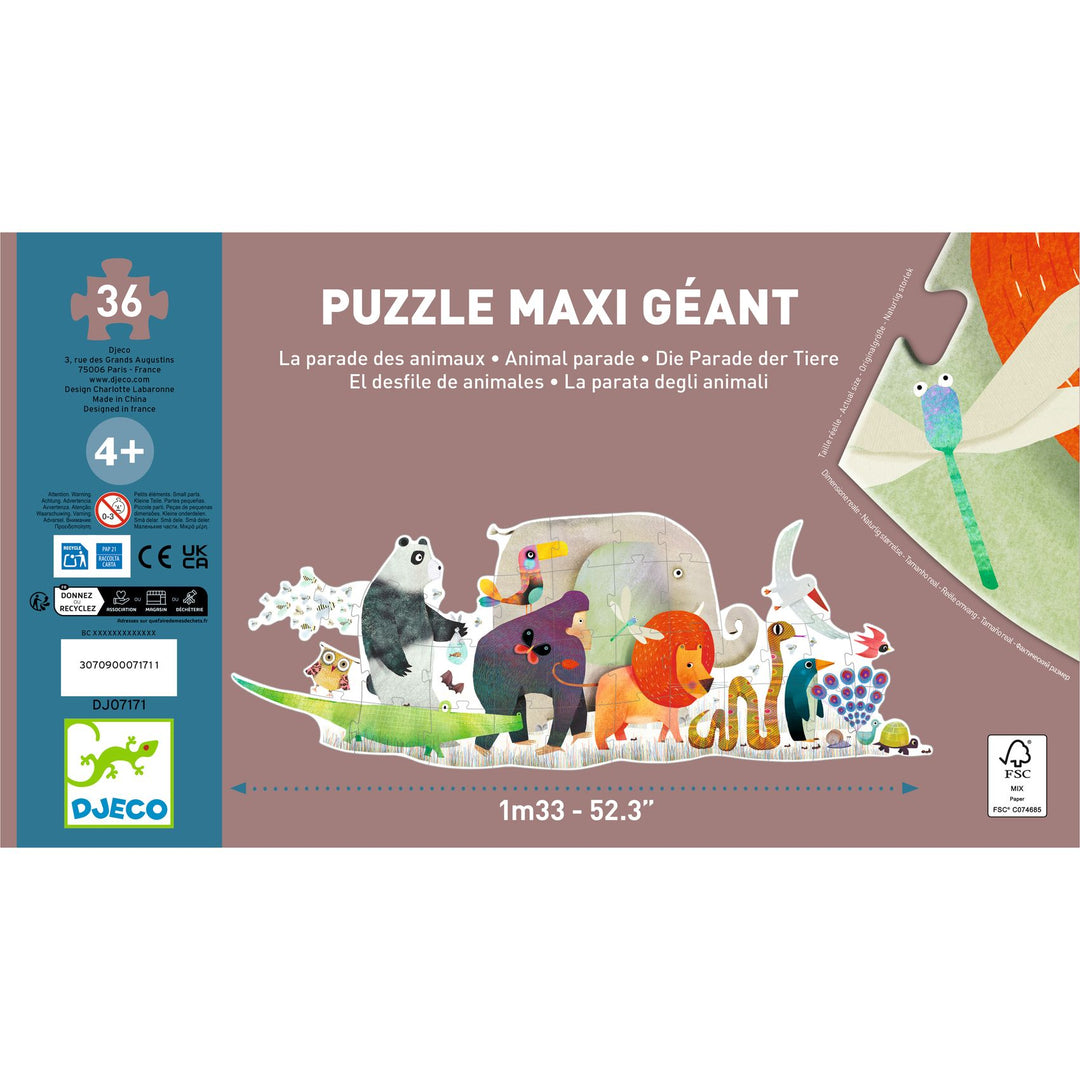 Djeco Giant Animal Parade Puzzle – 36 Piece