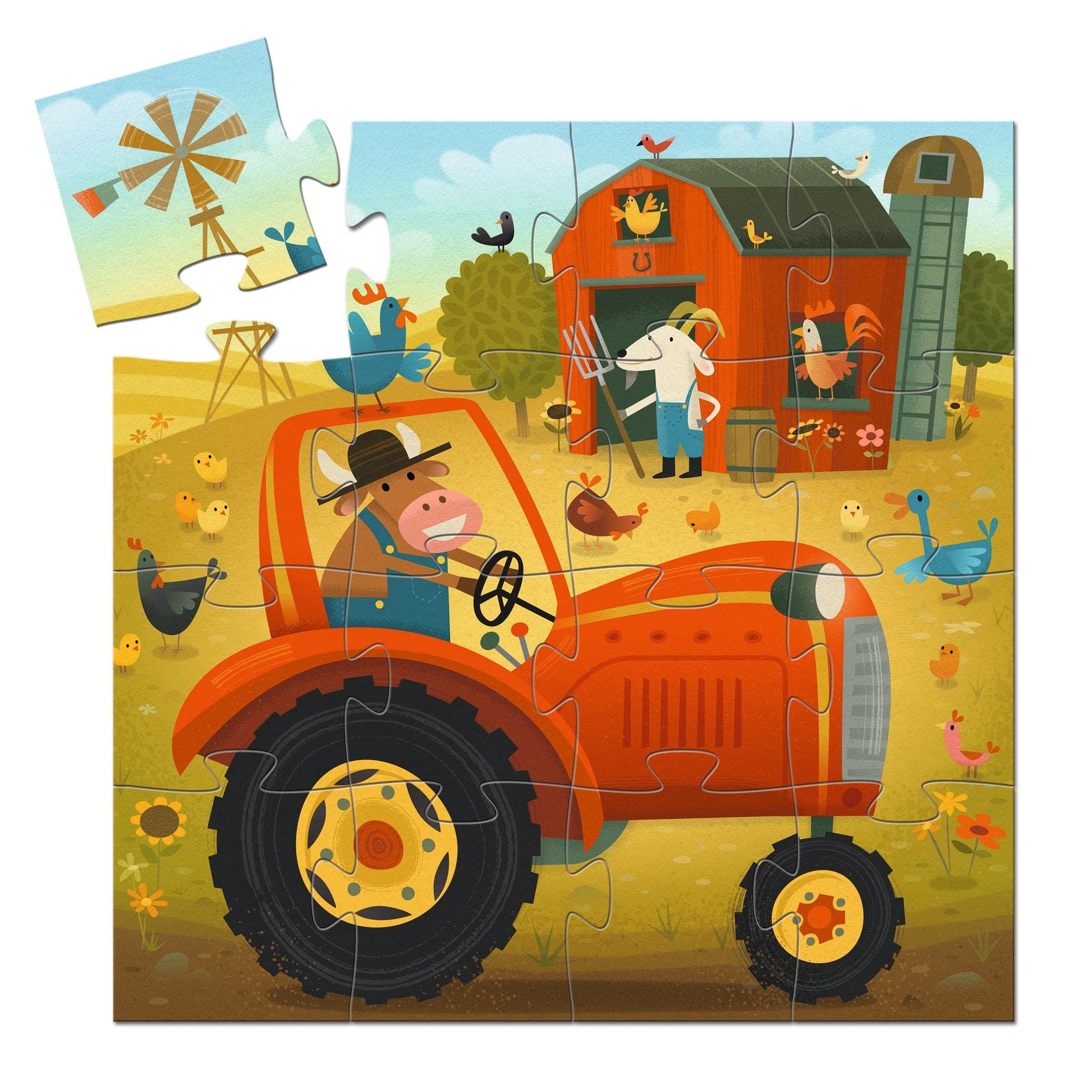 Djeco The Tractor Silhouette Puzzle – 16 Piece