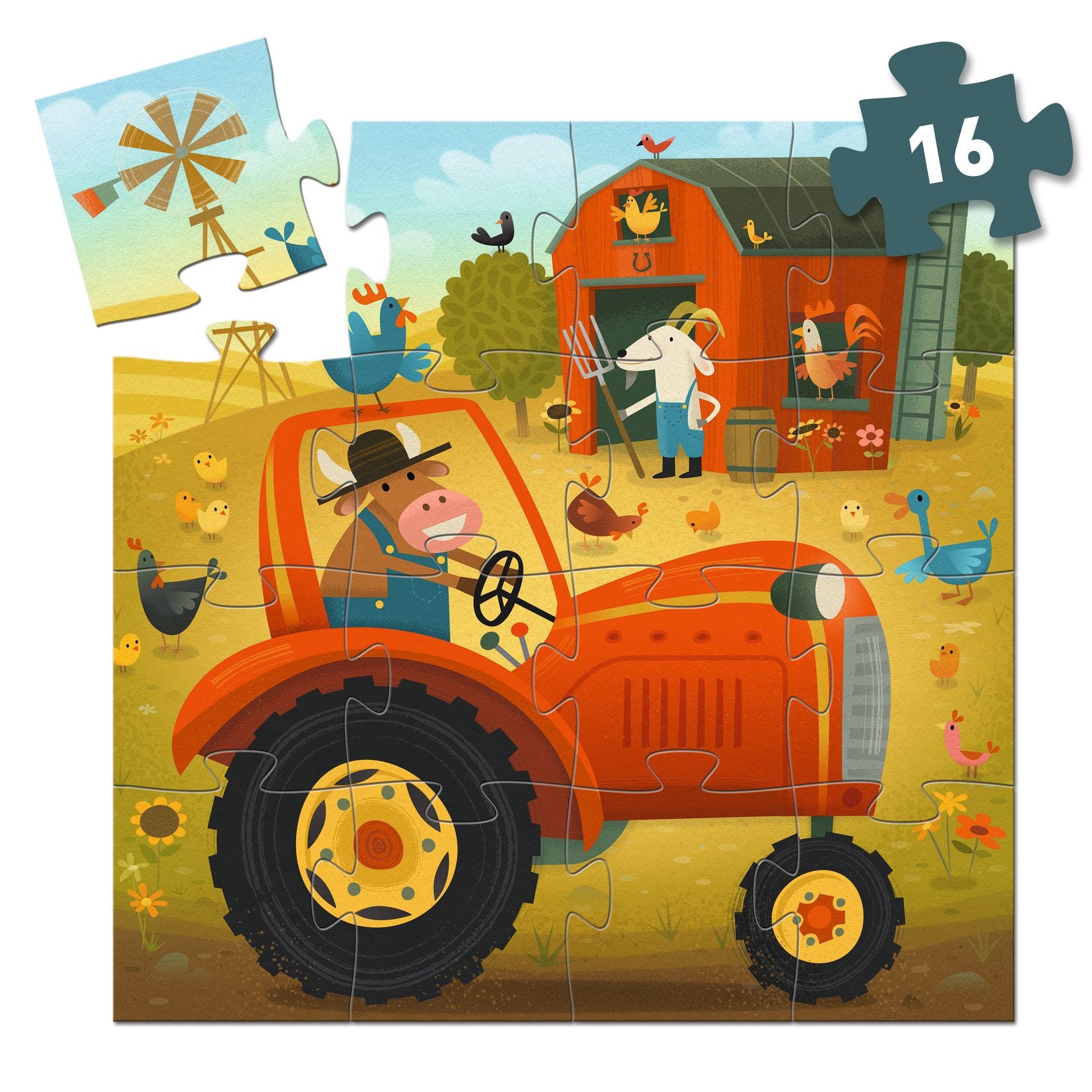 Djeco The Tractor Silhouette Puzzle – 16 Piece