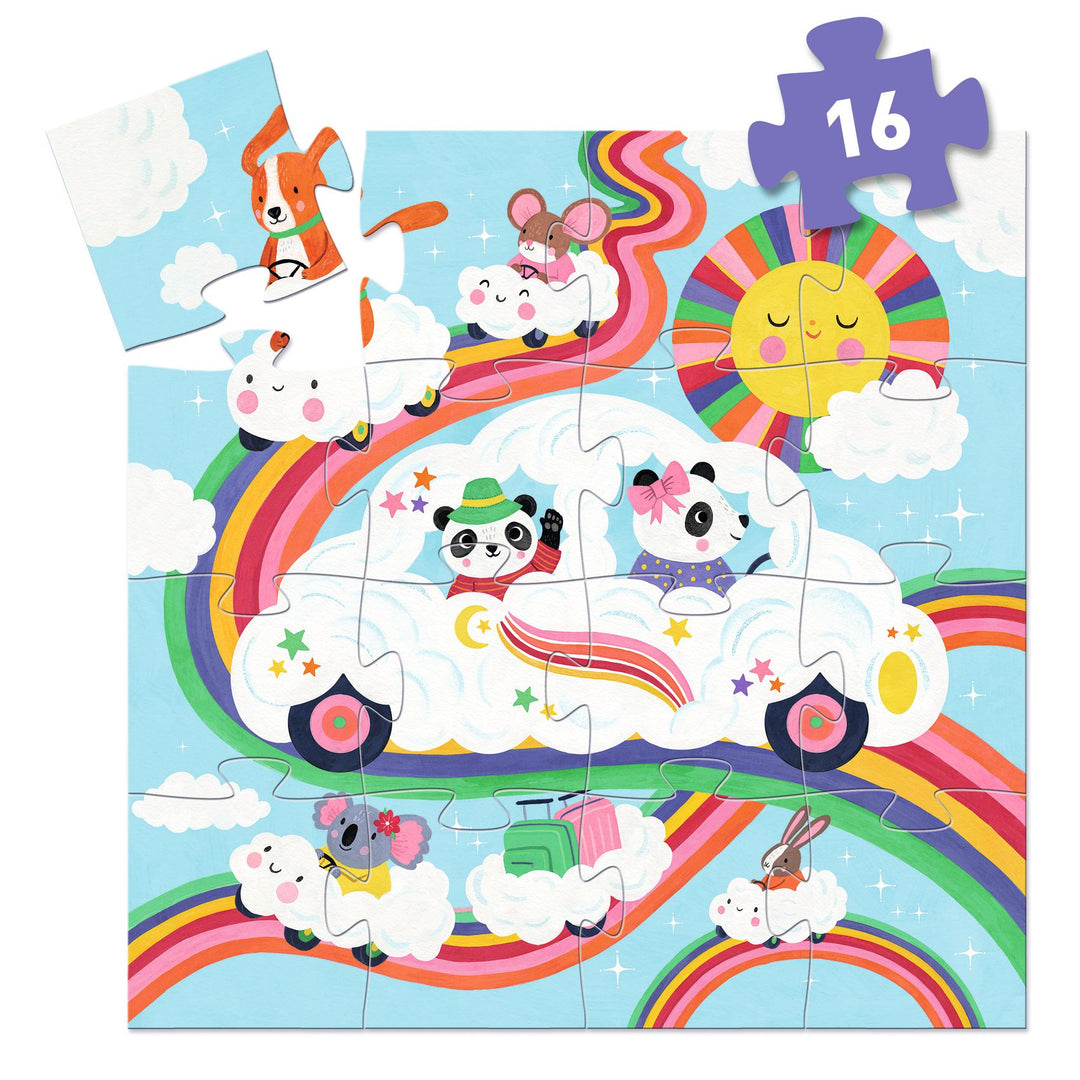 Djeco Cloud Car Silhouette Puzzle – 16 Piece