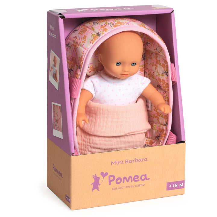 Djeco Pomea Soft Body Mini Baby Girl Doll with Bassinet – Barbara