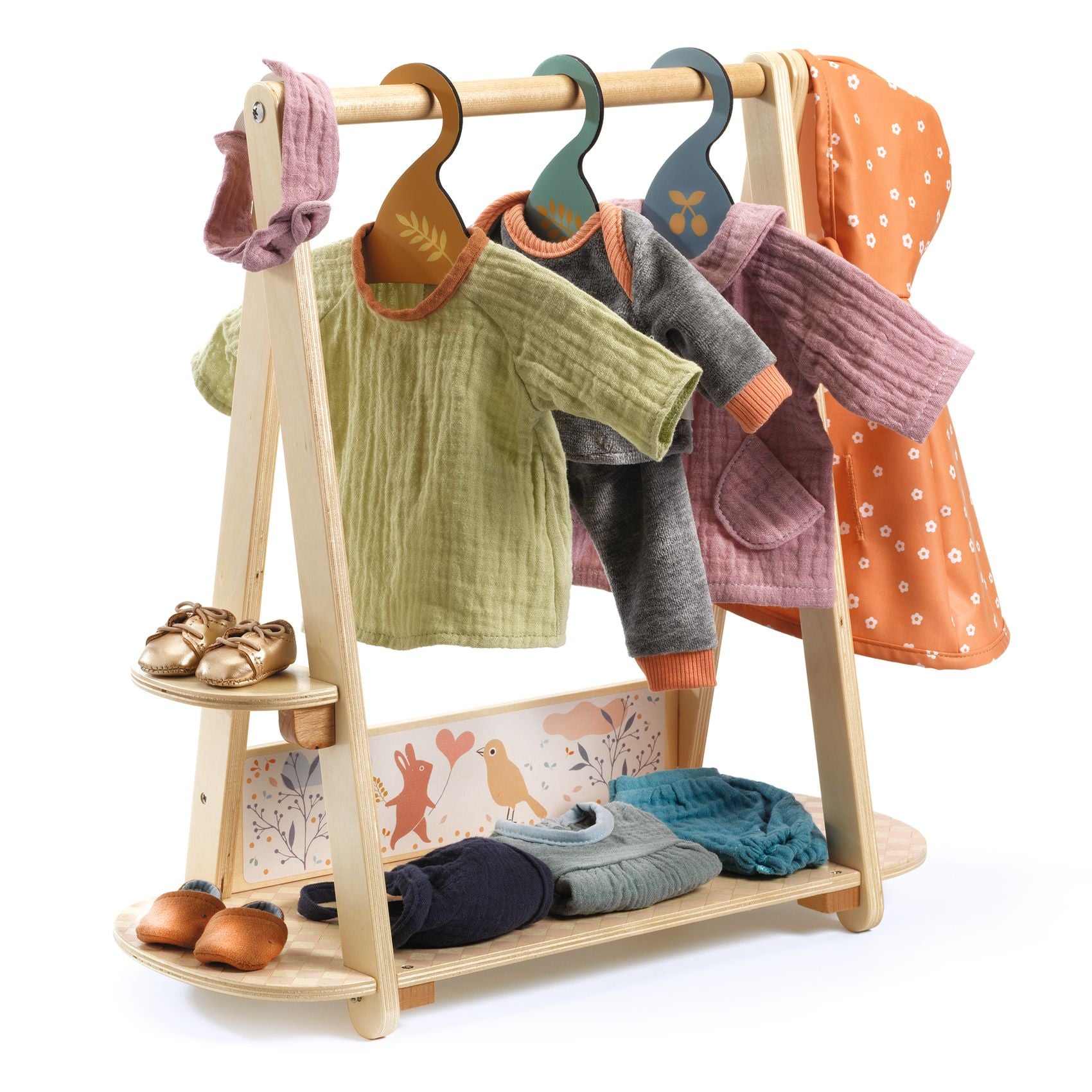 Djeco Pomea Doll Clothes Rail & Hangers
