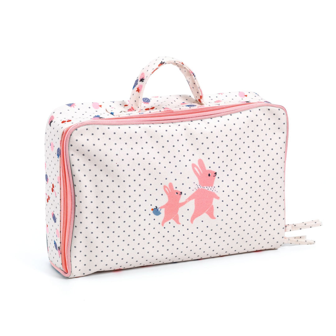 Djeco Pomea Soft Body Baby Girl Doll with Suitcase &amp; Accessories – Vanille