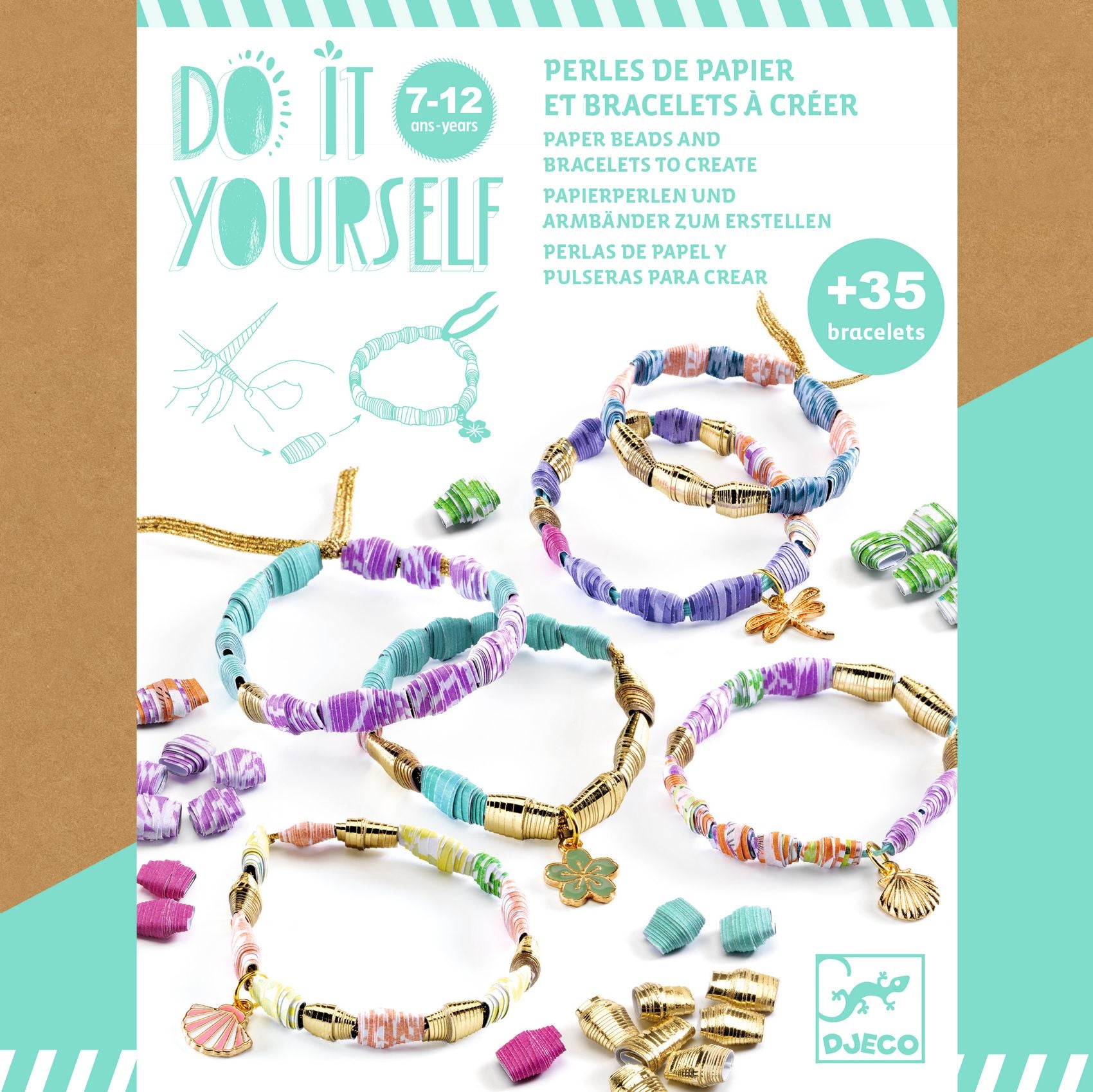 Djeco Do It Yourself Paper Beads and Bracelets – Stylish and Golden