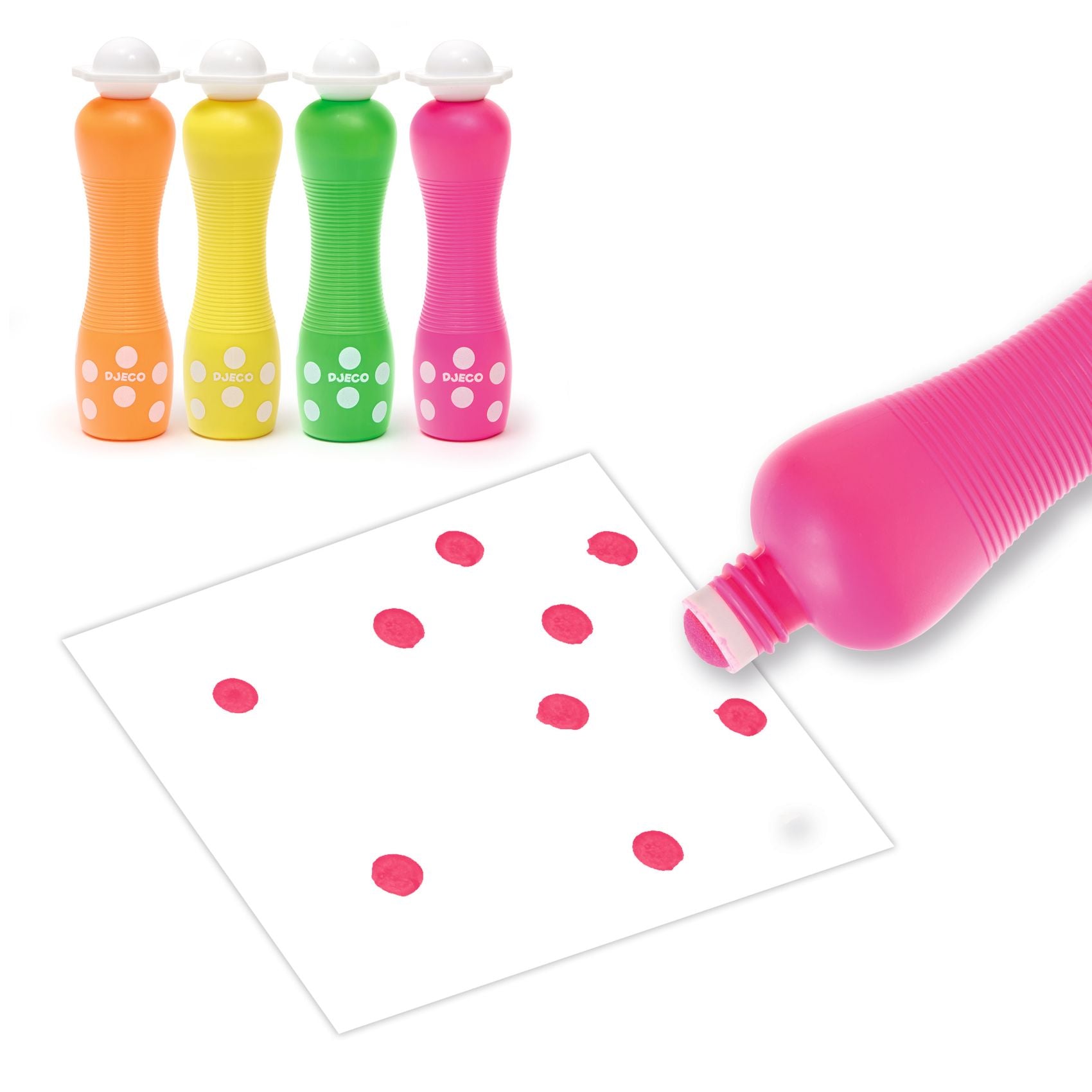 Djeco Large Neon Dot Markers – Set of 4