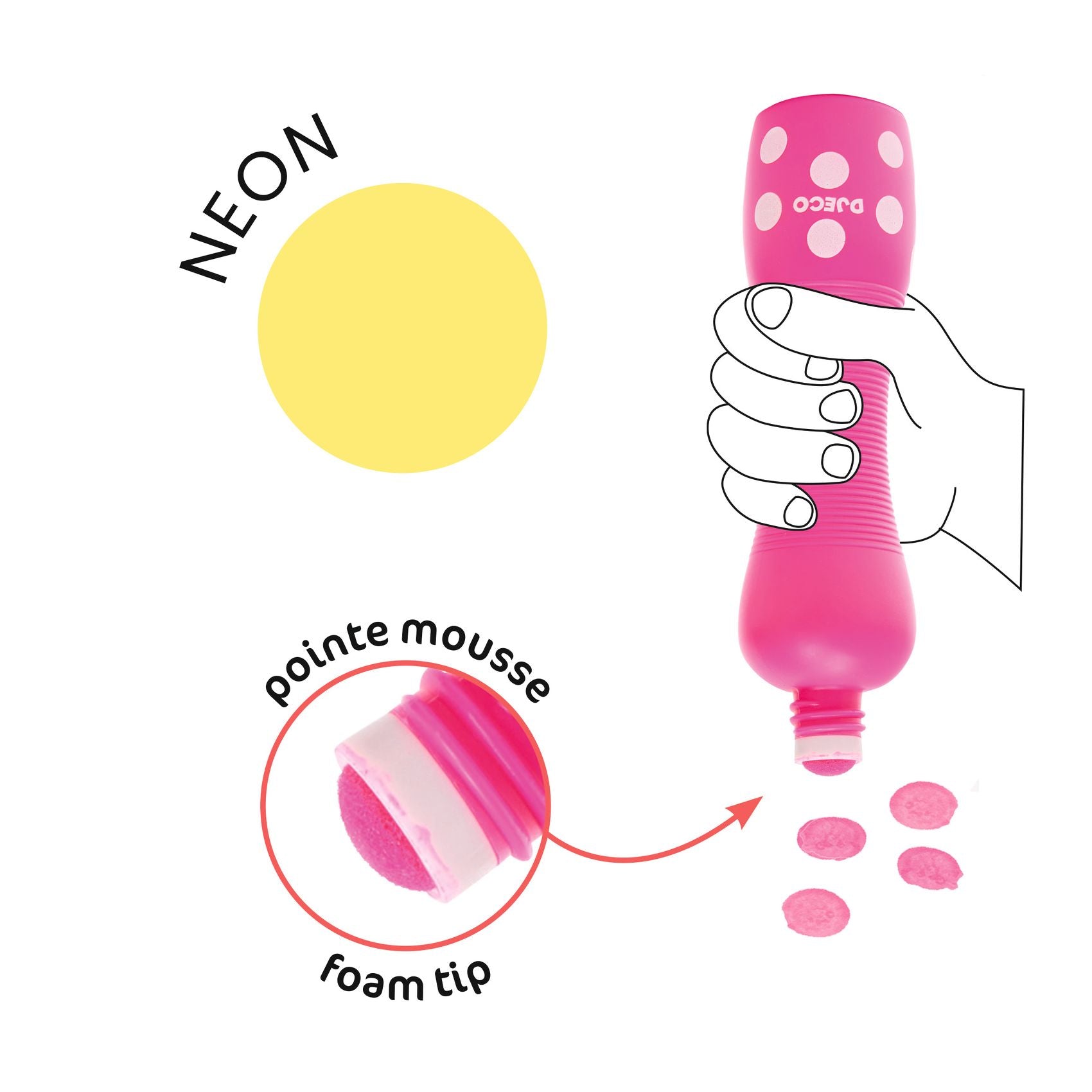 Djeco Large Neon Dot Markers – Set of 4