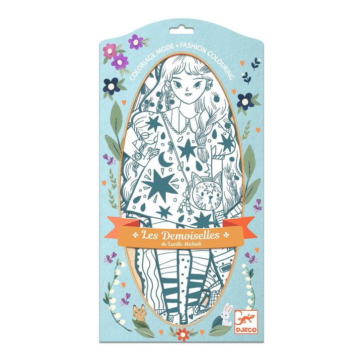 Djeco Les Demoiselles Colour-In Cards – Angele &amp; Friends