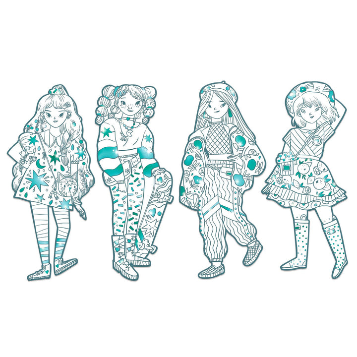 Djeco Les Demoiselles Colour-In Cards – Angele &amp; Friends