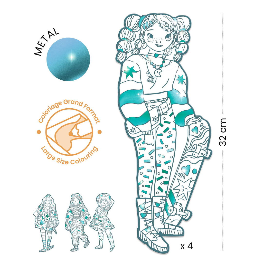 Djeco Les Demoiselles Colour-In Cards – Angele &amp; Friends